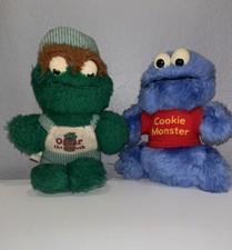 Vintage Oscar The Grouch And Cookie Monster Plush SESAME STREET KNICKERBOCKER