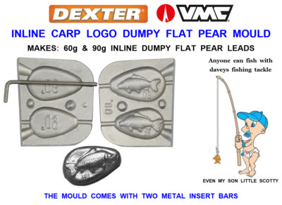 DEXTER 2 IN 1 INLINE KARPFEN LOGO DUMPY FLACH BIRNENFORM GROBES ANGELN BLEI GEWICHTE