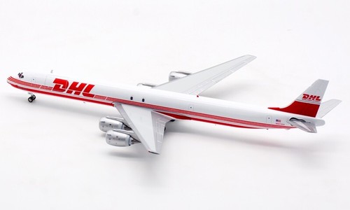 1:200 InFlight200 DHL DC-8-73F N801DH modello di aeromobile pressofuso con supporto - Foto 5 di 11