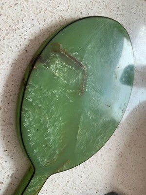 CATALIN / BAKELITE RICH JEWEL TONE EMERALD GREEN SWIRL CATALIN HAND MIRROR DECO