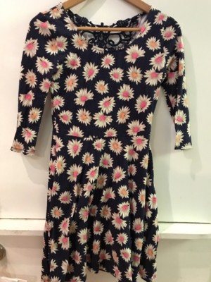 FOREVER 21 Los Angeles Blue White Daisy 3/4 Sleeve Crochet Back Dress S  Small | eBay