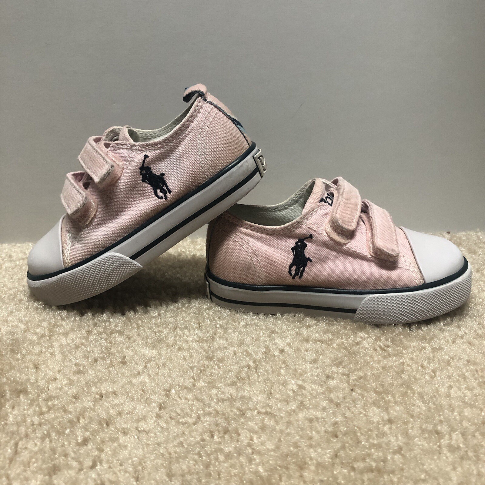Polo Ralph Lauren bambino sneakers ragazza rosa tela taglia 5 pony gancio e passante