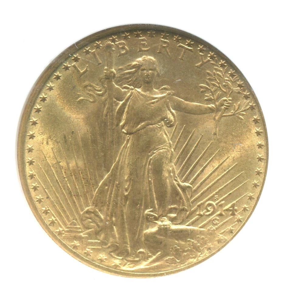 1914-S $20 ST GAUDENS DOUBLE EAGLE NGC MS65 SAINT MS-65 BETTER DATE Older Holder - Image 2 of 4