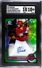 SGC 10/10 2022 Bowman Chrome Prospects Green Refractor #CPA-Edgar Quero /99 AUTO