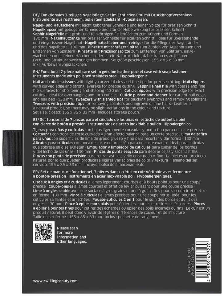 Estuche de cuero napa para manicura y pedicura con cierre a presión Foto 2 de 4