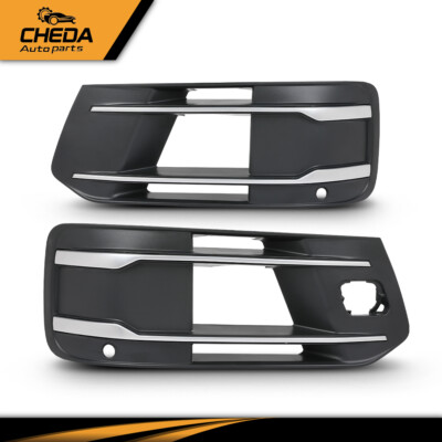 Fit For Audi Q7 2016-2019 Front Bumper Fog Light Grille Cover Bezel Insert 1Pair