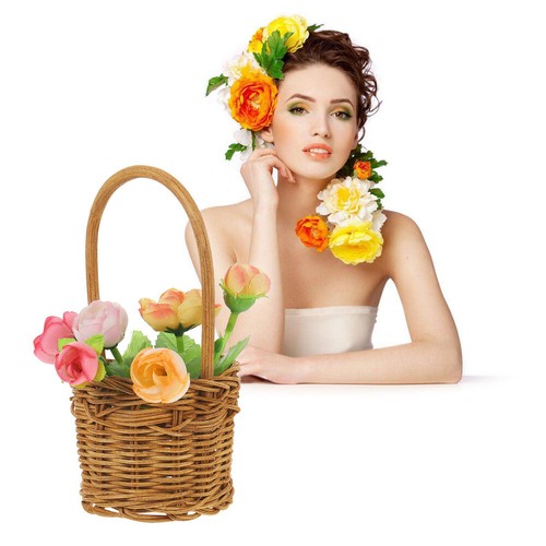 Adorable Useful Fashion Picnic Basket Rattan Baskets Home Garden - Picture 7 of 12