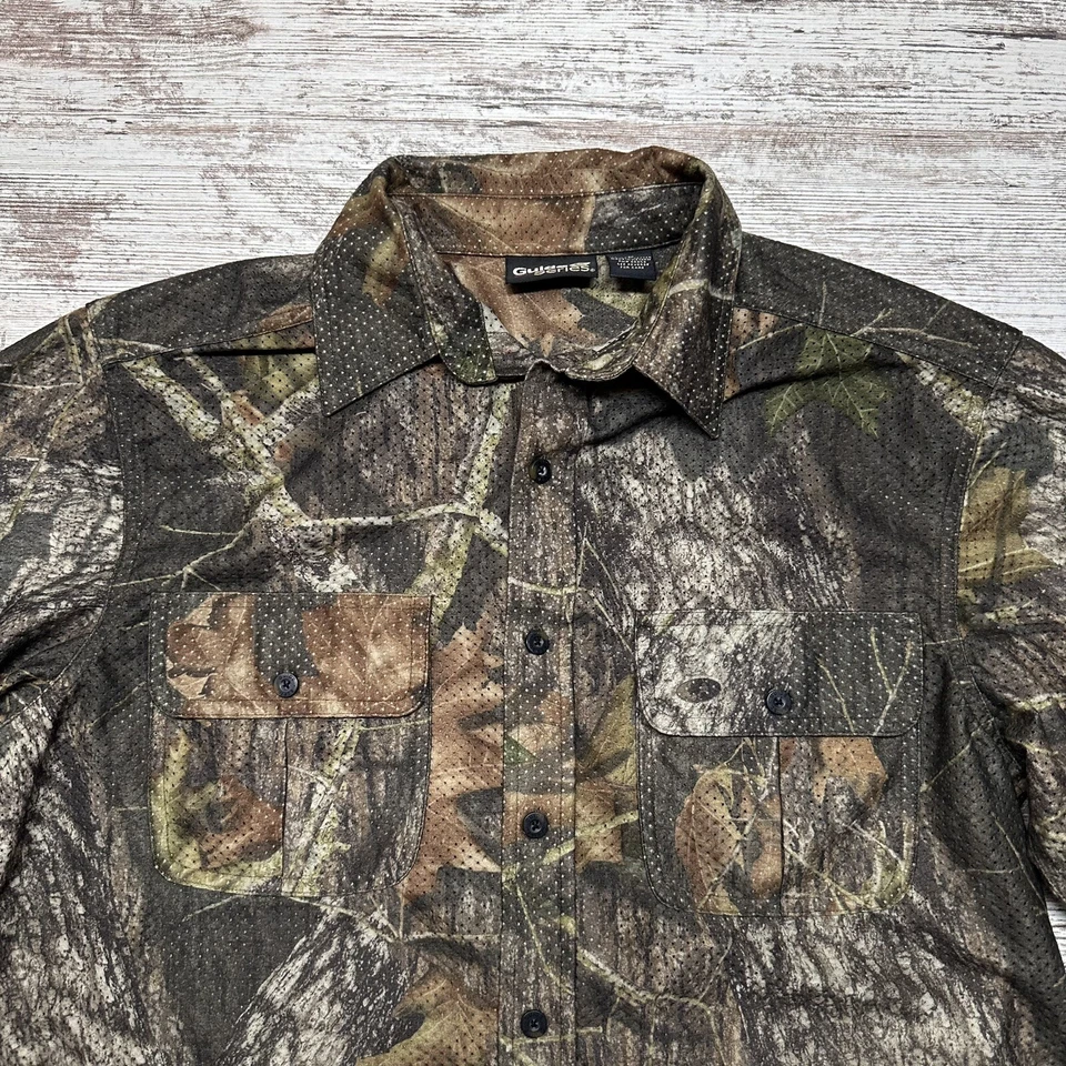 Mossy Oak Shirt Mens Medium Long Sleeve Button Up Mesh Scent Shield Hunting - Image 3 of 4
