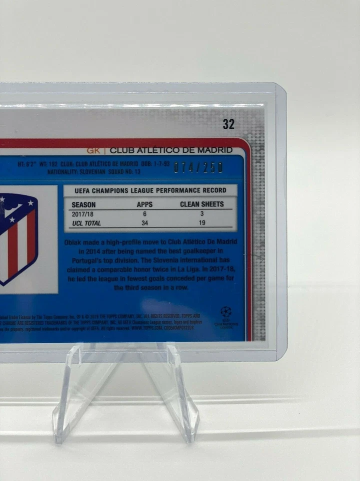 2018-19 Topps Chrome UEFA Champions League Purple Refractor /250 Jan Oblak #32 - Image 3 of 3