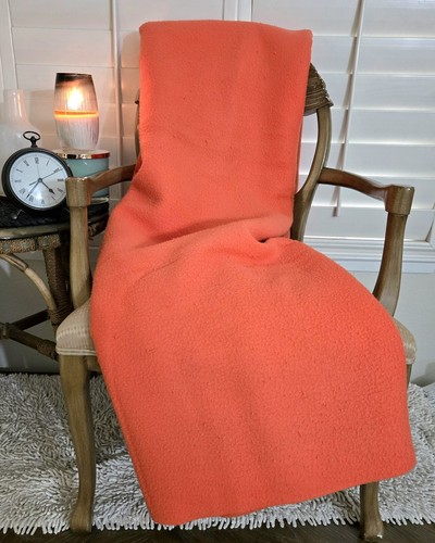 RARE VTG 100% Virgin Acrylic Blanket Orange 3" Satin Trim 72 X 88 Beautiful RARE - Picture 8 of 13
