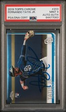 Fernando Tatis Jr Signed 2019 Topps Chrome Base Rookie Auto Card #203 RC ~ PSA 9