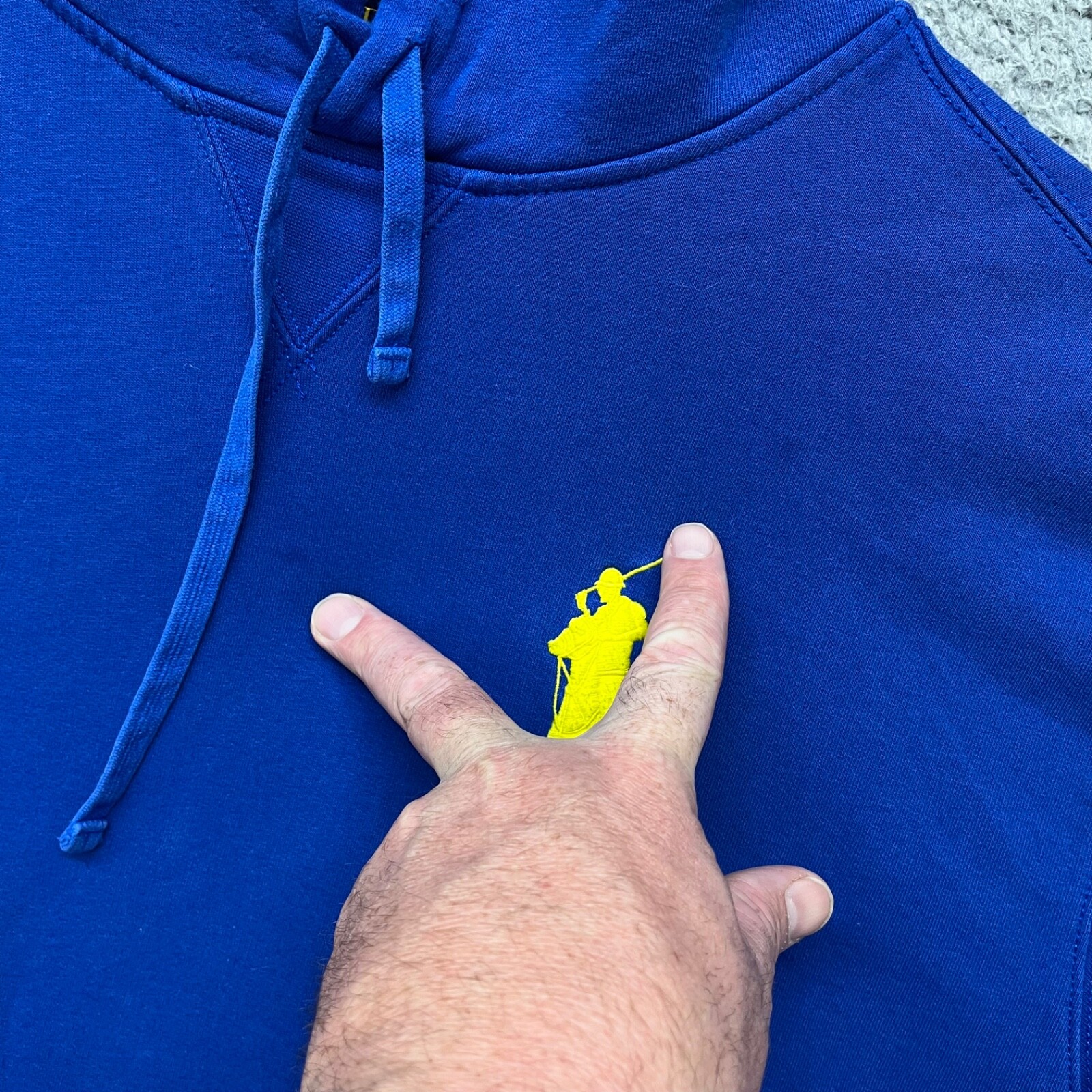 Polo Ralph Lauren Felpa con Cappuccio Uomo 2XB Blu Big Pony Felpa con Cappuccio Pullover