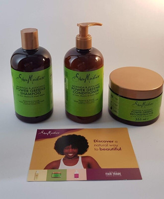 Shea Moisture Moringa & Avocado Power Greens 3er Set; Shampoo Conditioner Maske