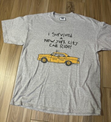 Vintage 90s NYC I Survived New York City Cab Ride Gray T-Shirt XL