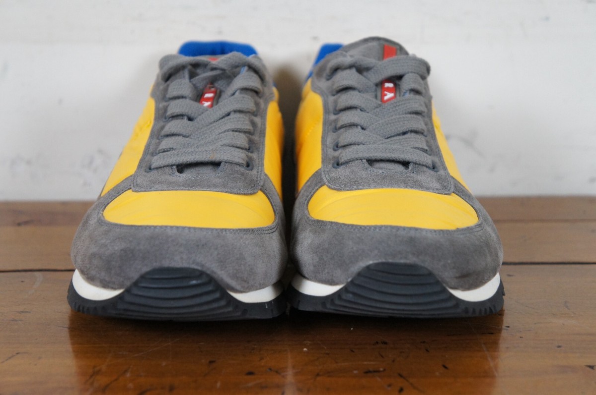 Prada Mens Sneakers Tennis Shoes 4E2721 Gray Suede Yellow Nylon 8.5 US / 7.5 UK Vintage Prada Mens Sneakers Tennis Shoes 4E2721 Gray Suede  main image 2