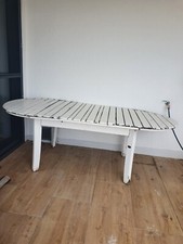 Gartentisch Holz weiss lackiert Firma Herlag, B 164cm +50cm, H 74cm, T100cm