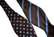 NEW BROOKS BROTHERS SILK COTTON REVERSIBLE SELF-TIE Bow Tie