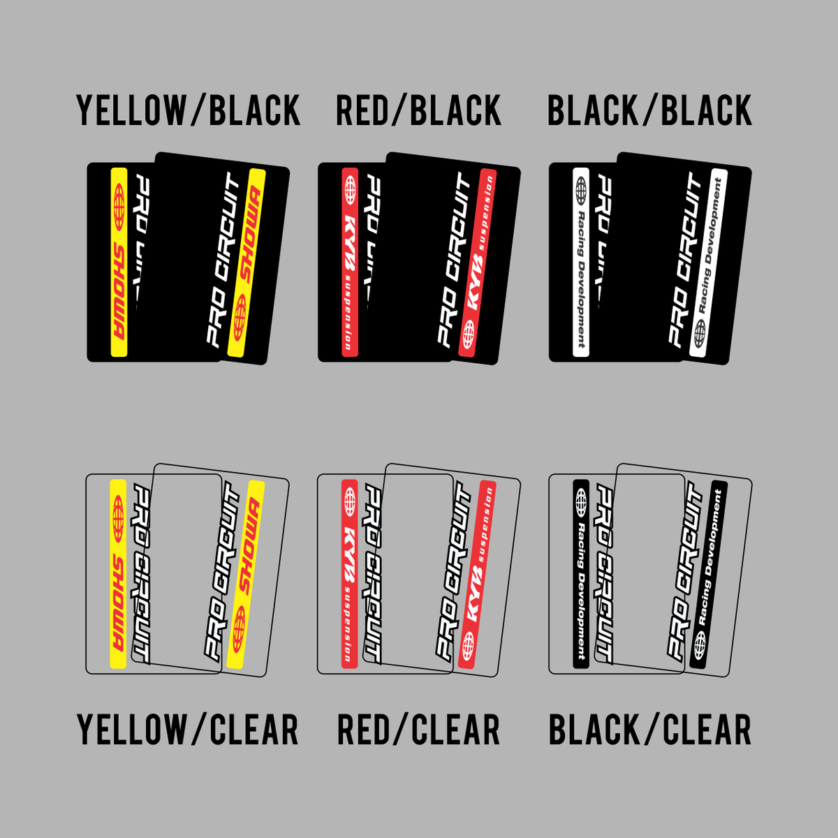 Pro Circuit Fork Wraps/Stickers By MX Cosmetix - 230x165mm - Black/Clear