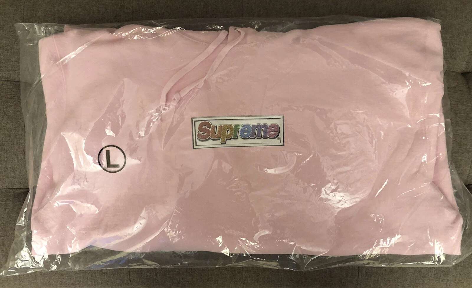 Sweat à capuche Supreme Bling Box logo rose clair taille L SCELLÉ