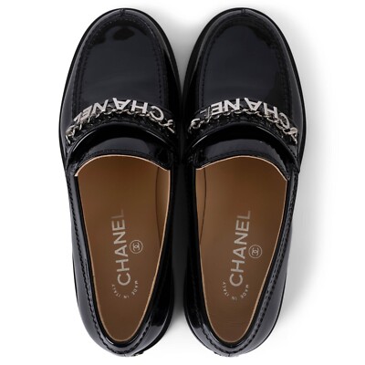 70665 auth CHANEL black patent leather 23A DAKAR LOGO PENNY