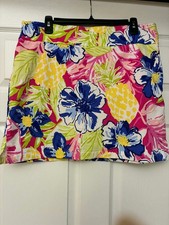Rafaella Women's XL Pink Blue Floral Skort Golf Casual Stretch Skirt Shorts