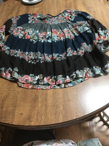 ailanto Blouse Size 0 Lightweight Gray /blue/black With Multi Flora. Buttons - Picture 10 of 12