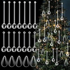 50 Pcs Christmas Crystal Teardrop Ornaments Acrylic Raindrop...