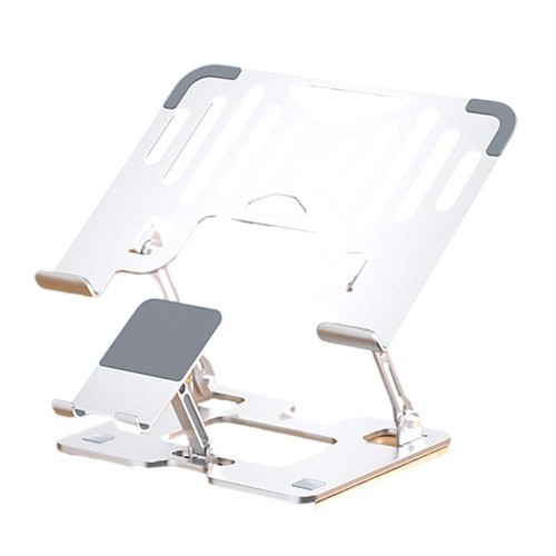 Double Arm Laptop Stand Foldable Ergonomic Holder Upgraded Carbon Steel Bracket - Afbeelding 3 van 10