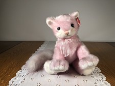 Ty Classic Pink Sparkle Kitty Cat with Blue Eyes Stuffed Animal Plush RETIRED