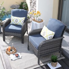 2-Piece Patio Furniture Set Outdoor Wicker Sofa W/ Chairs High Back Rattan Chair