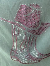 Goodie Two Sleeves Sz S Cowgirl Cowboy Boots Hat Rhinestone Cropped Boxy T-shirt