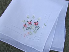Vintage Taschentuch Taschentuch irisches Leinen Stickerei R263 - ca. 28 cm
