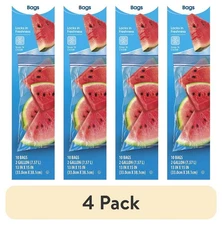 (4 Pack) Double Zip Freezer Bags, 2 Gallon, 10 Count