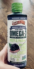 BRAND NEW ** BARLEAN'S  Omega-3 High Potency Blackberry Smoothie  16 OZ