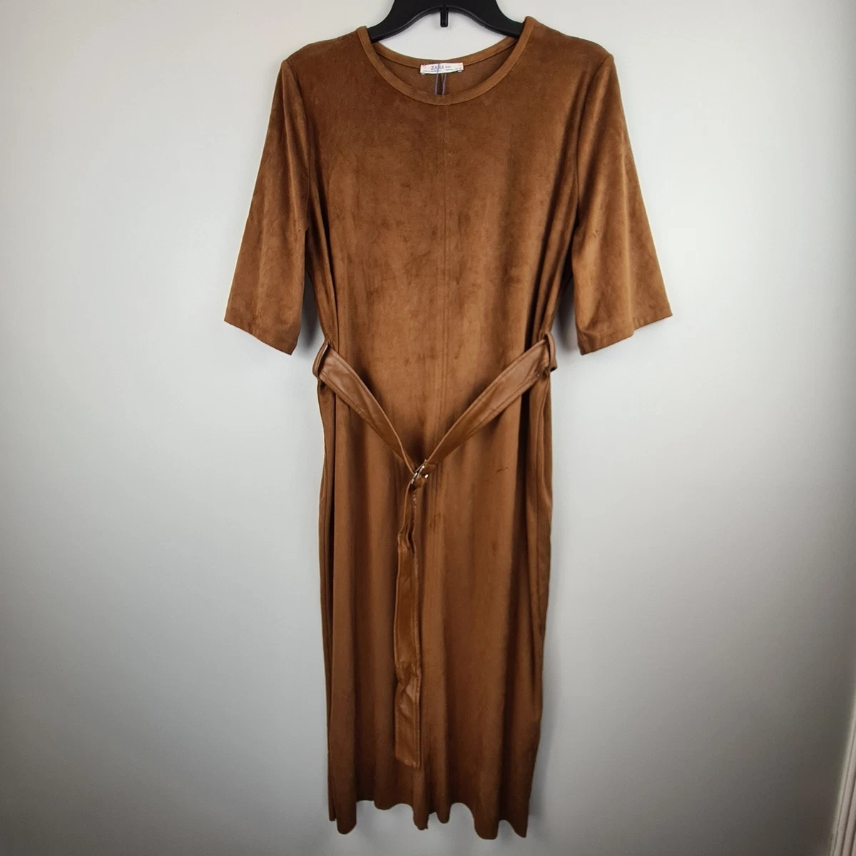 brown silk maxi dress Liam Faux Suede Maxi Dress / Dark Chocolate | MESHKI main image 1