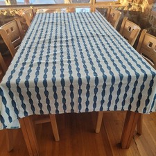 54x67 Threshold Tablecloth Cotton Green & Blu...