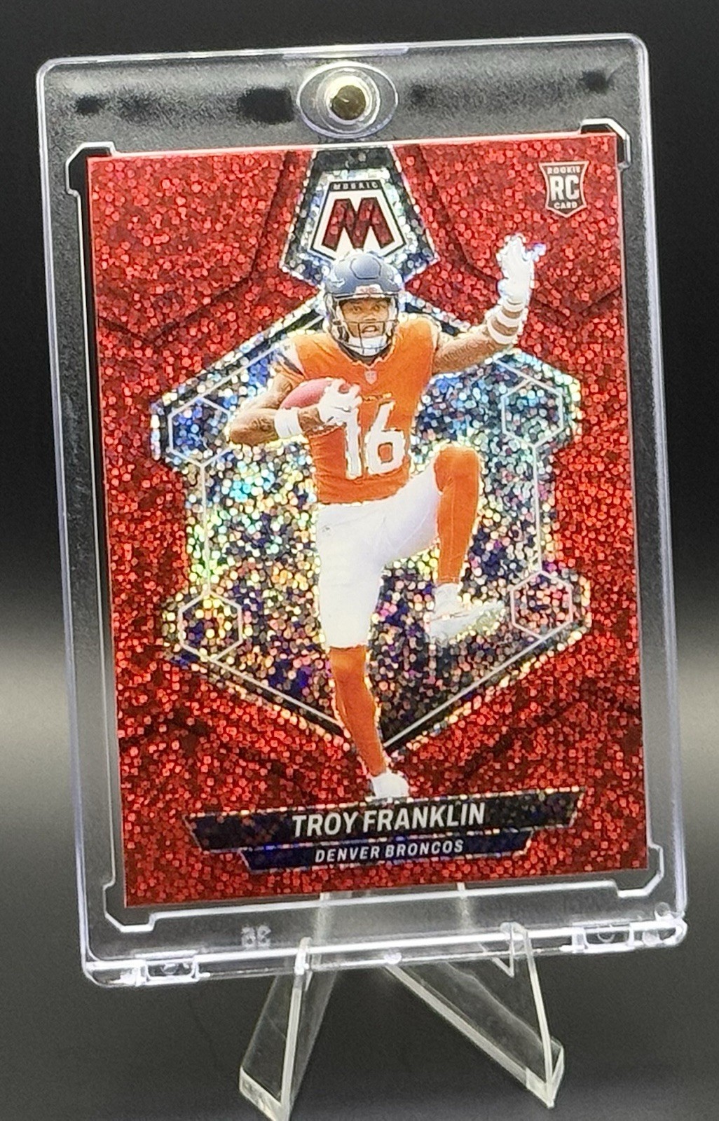 2024 Panini Mosaic Red Sparkle SP Case Hit Troy Franklin #378 • Broncos Rare RC