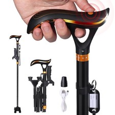 Gladwork Smart Alarm Walking Cane for Men Women, Foldable with LED Light, E...