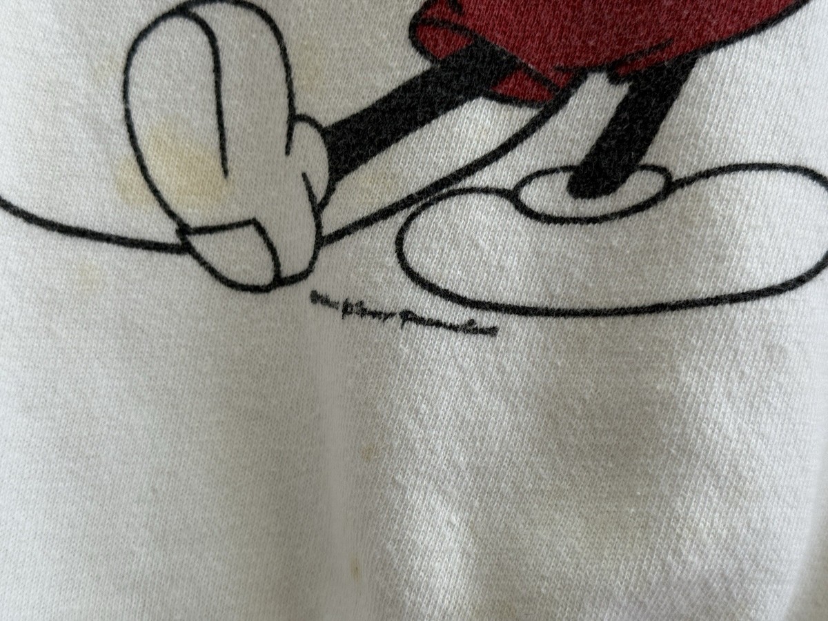 Vintage 1960s kids Mickey Mouse crew neck sweatshirt-White-Black 