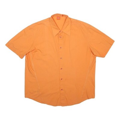 BOSS HUGO BOSS Herren Orange Baumwollhemd 2XL Kurzarm Button-Up Freizeit