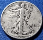 1919-S Walking Liberty Silver Half Dollar. Low Mintage, Nice Example!