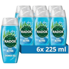 Image of Radox Feel Active Shower Gel, 225ml Pack of 6, scent you choose