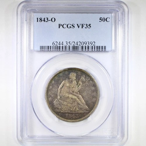 1843-O 50C PCGS VF35 - Liberty Seated Half Dollar