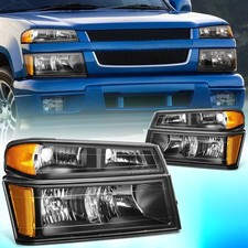 For 2004-2012 Chevy Coloradogmc Canyon Pair Headlightbumper Lamps Blackamber