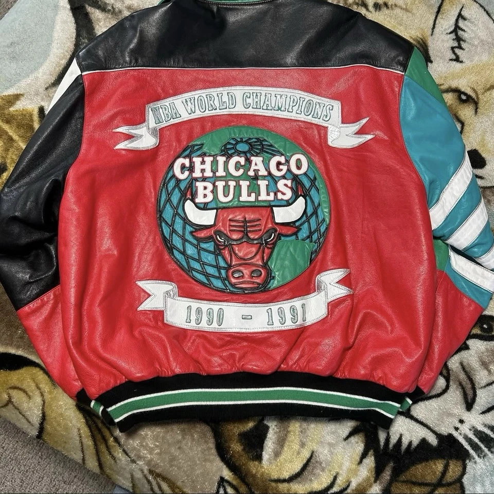Chaqueta de cuero rara vintage Jeff Hamilton Chicago Bulls 1991 Campeonato de la NBA Foto 3 de 4