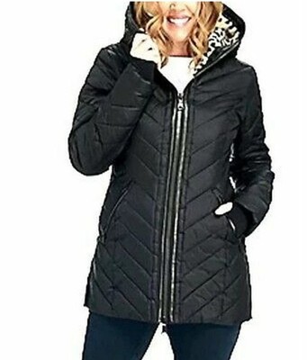 Pajar Canada Women s Cypress 2X Black Quilted Puffer Jacket Faux Fur Lined Hood