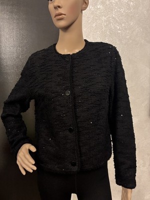 edle Cardigan Strick Jacke Strickjacke Gr. 40 schwarz Pailletten Zero *wie neu*