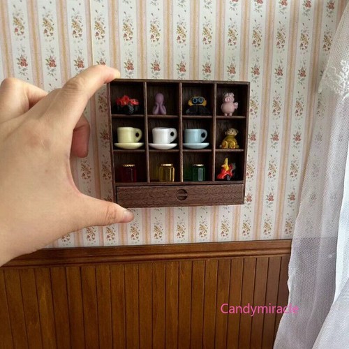 Maßstab 1:6 Puppenhaus Miniatur Vintage Aufbewahrungsregal Brauner Schrank Holz - Picture 2 of 8