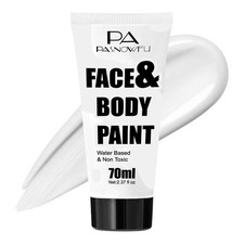 PASNOWFU White Face Paint 70ml, Professional Water-Based Body Paint for Skele...
