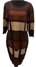 Danny & Nicole 1X Color Block Sweater Dress Brown Tan 3/4 Sleeve Plus Size NWT